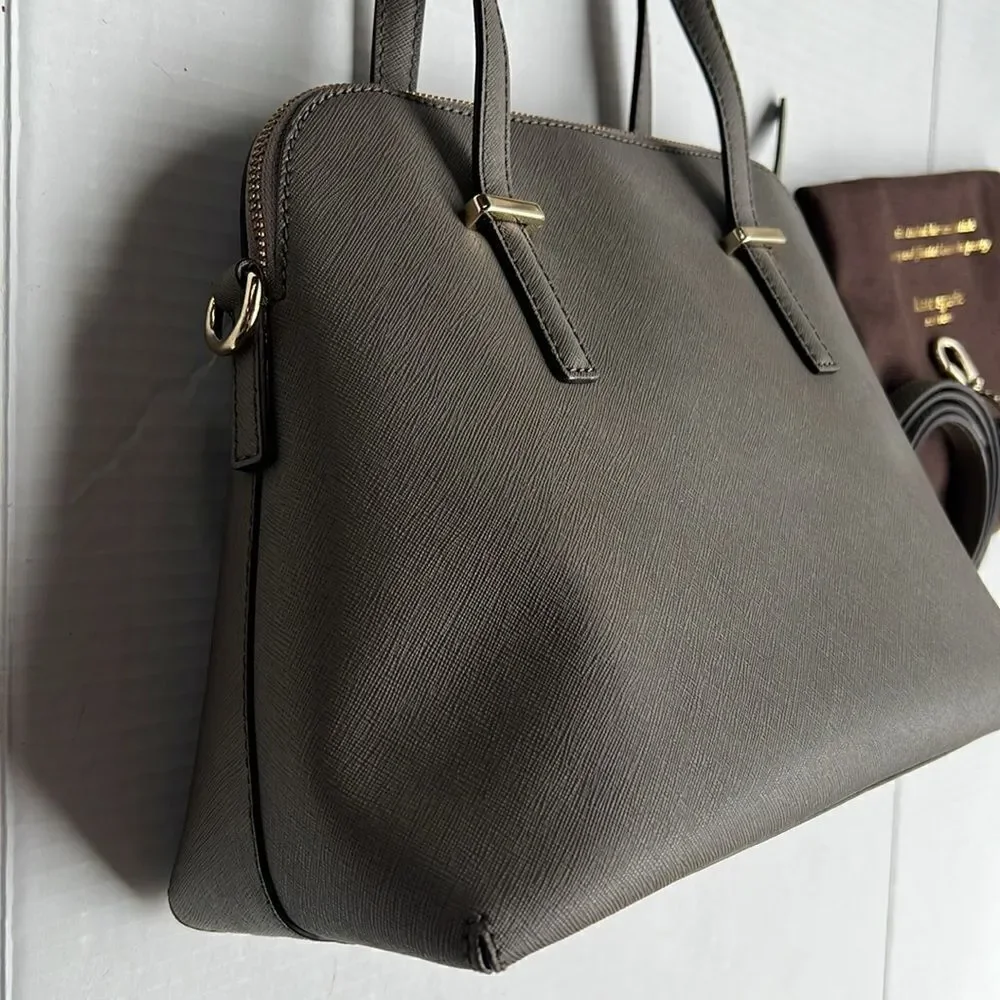 Kate Spade Cedar Street Maise Satchel in a shade of grey or taupe.
